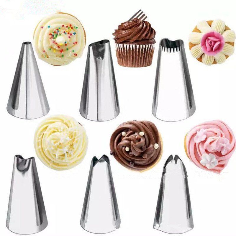 

Icing Nozzles Baking Cake Cookie Tools Tips Cupcake Piping Creative Decorative 6, Silver