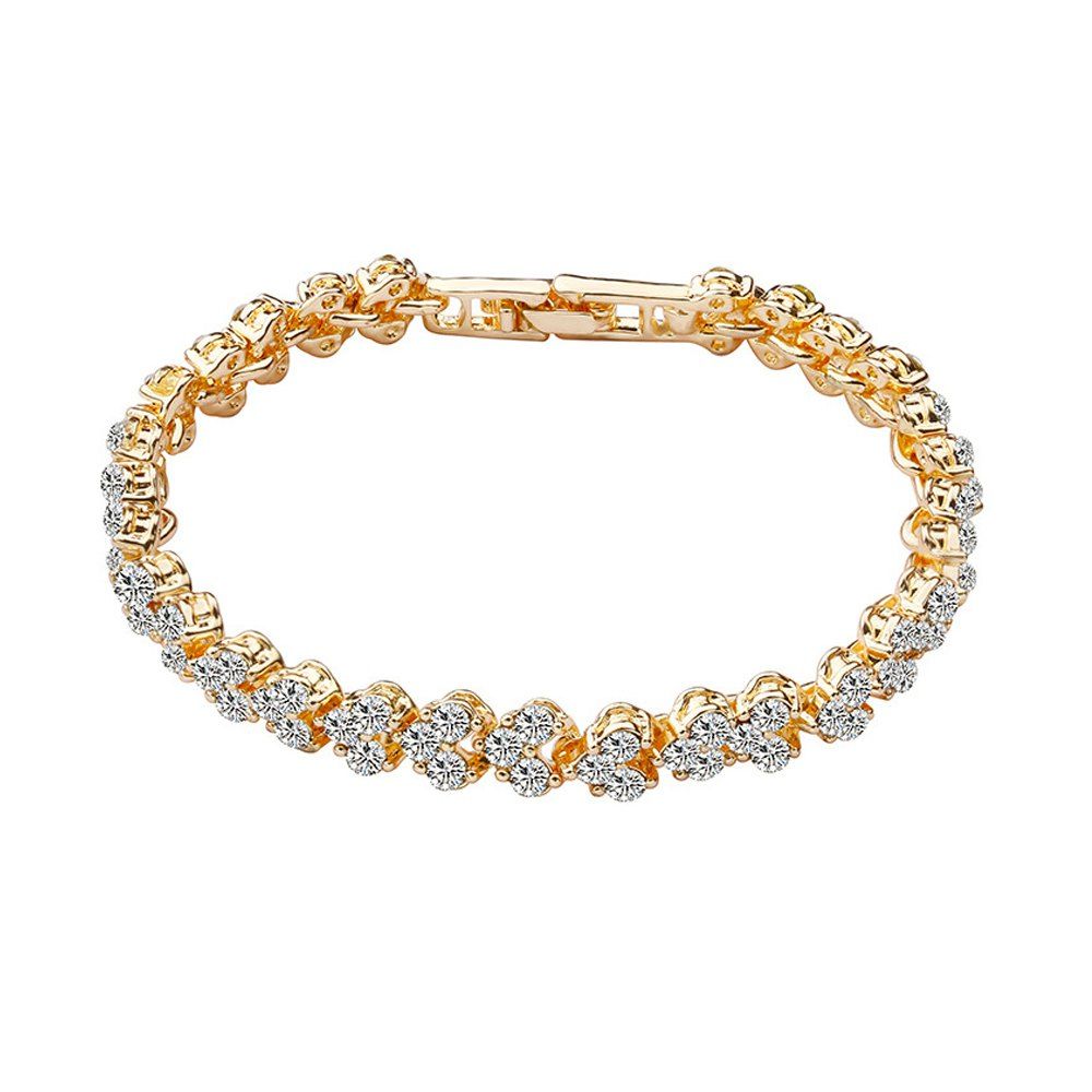

Women's Bracelet Heart Pattern Rhinestone Luxury Womens Accessory, Goldenrod