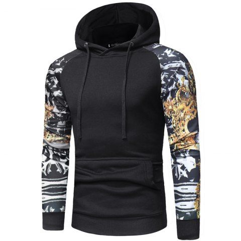 

Men Stitching Pattern Fashion Slim Sweater, Jet black