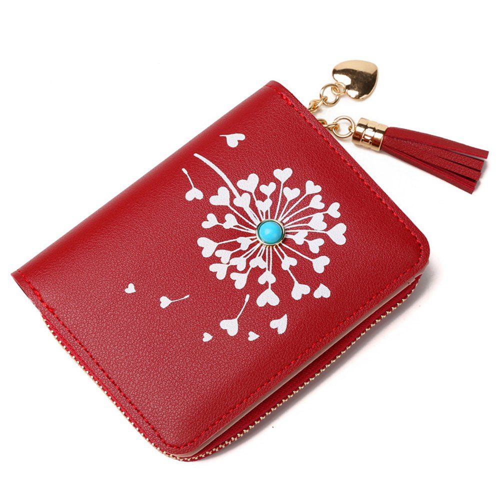 

New Version Jane Women Pu Short Wallet Mini Coin Purse Card Holders, Red