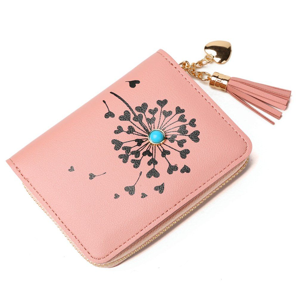 

New Version Jane Women Pu Short Wallet Mini Coin Purse Card Holders, Pink