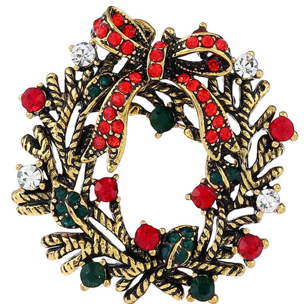

Christmas Creative Retro Dress Brooch, Red