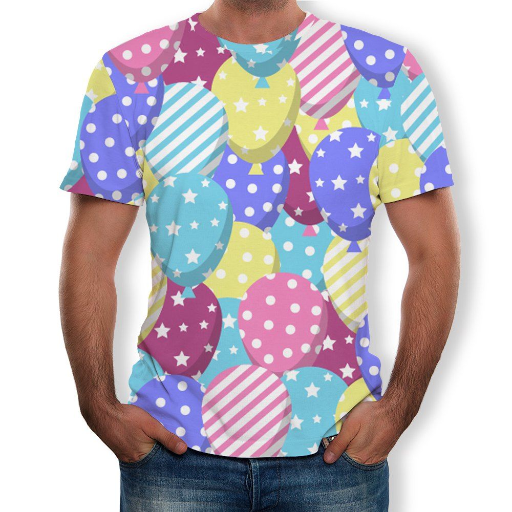 

3D Summer Fashion Buckle Candy Print Mens Short Sleeve T-shirt, Multi