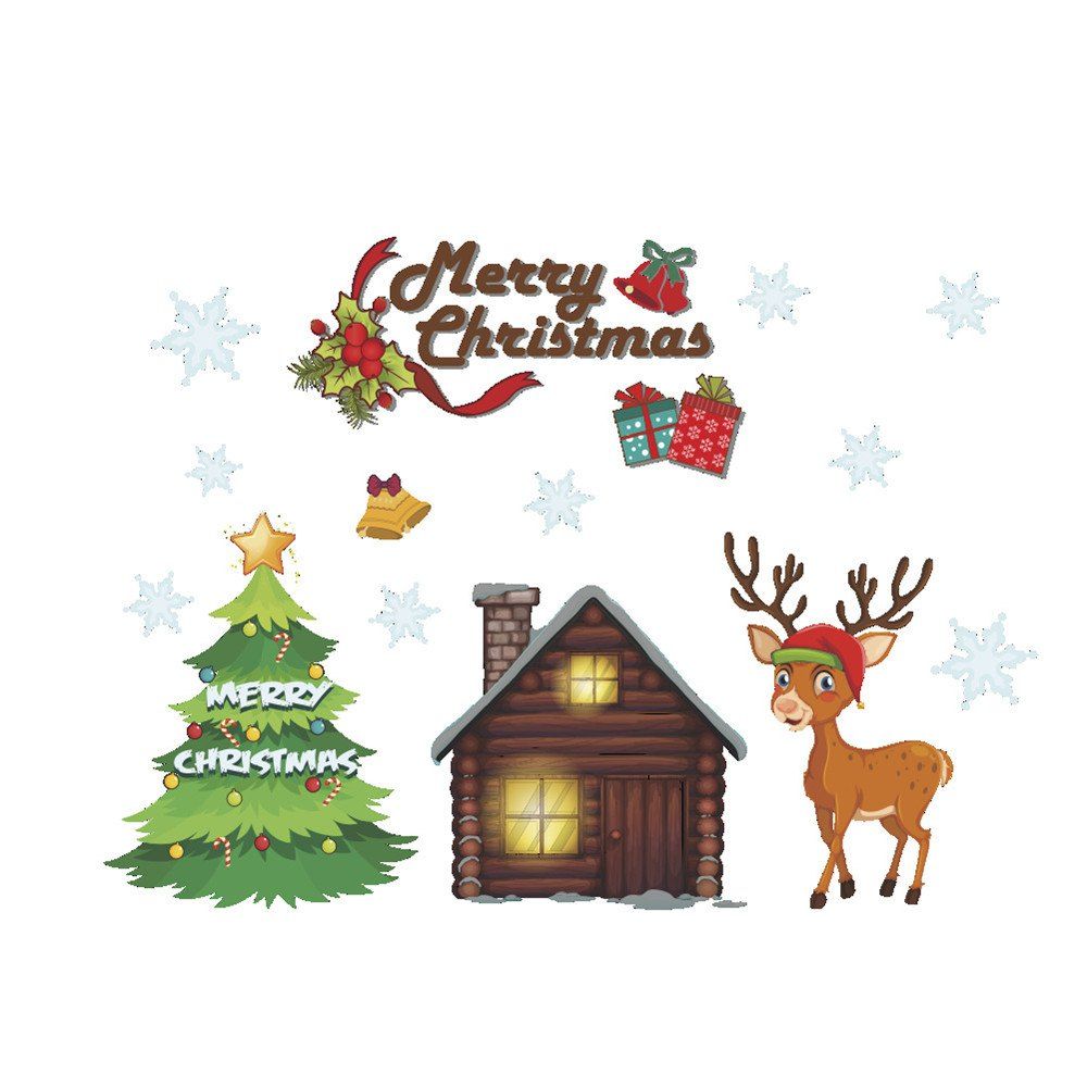 

Christmas Decorations Stickers Reindeer Snowflakes Christmas Tree Wall Sticker, Multi-a