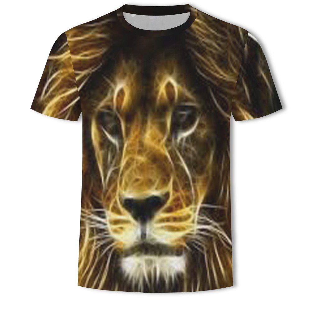

Trendy Men's 3D Printed Lion Pattern Short-Sleeved T-Shirt, Multi