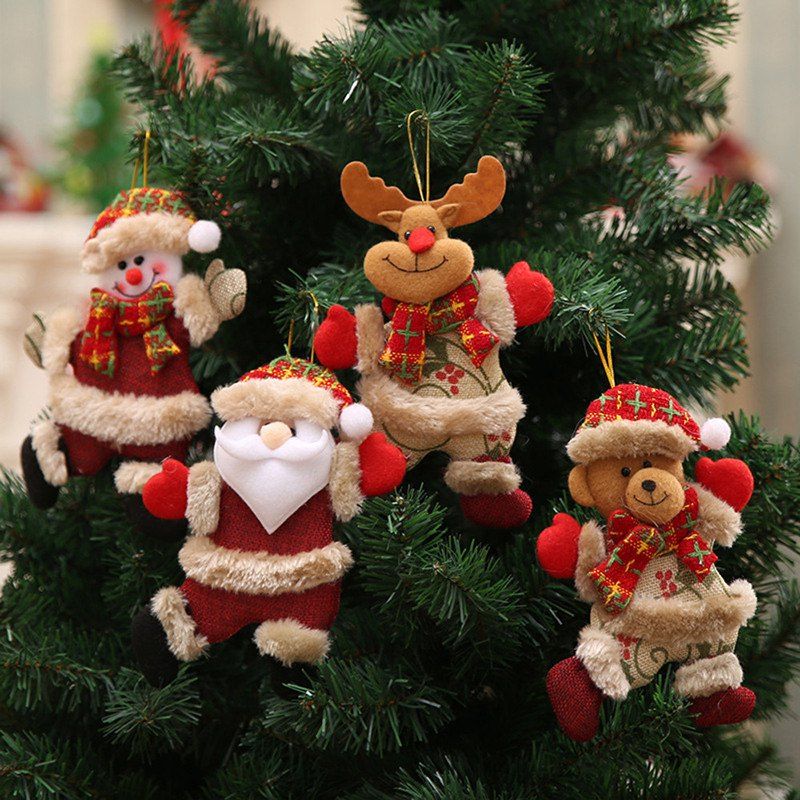 

4PCS Christmas Little Santa Claus Snowman Deer Bear Toy Pendant Home Decor, Multi