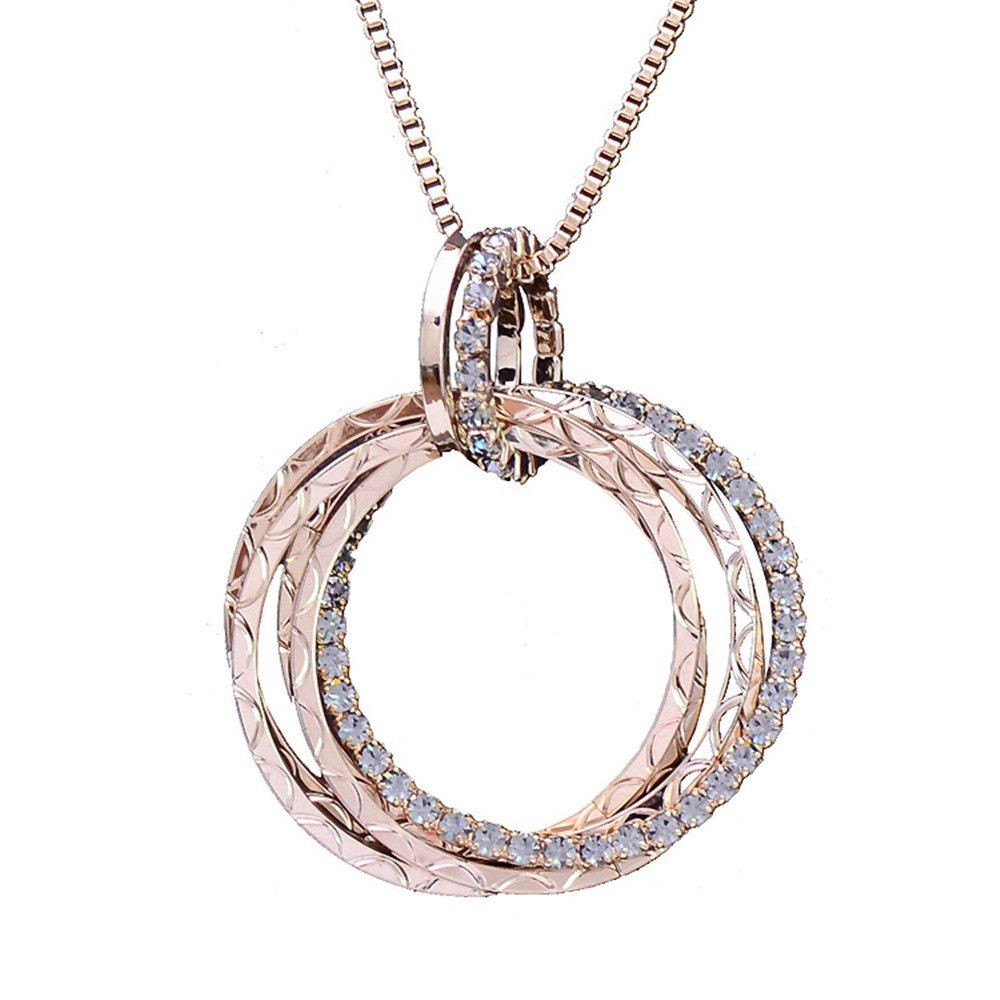 

New Jewelry Set with Multi-Ring Long Necklace, Champagne gold