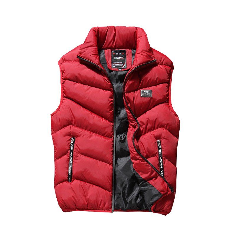 

Men Autumn Casual Down Plus Cotton Vest, Lava red