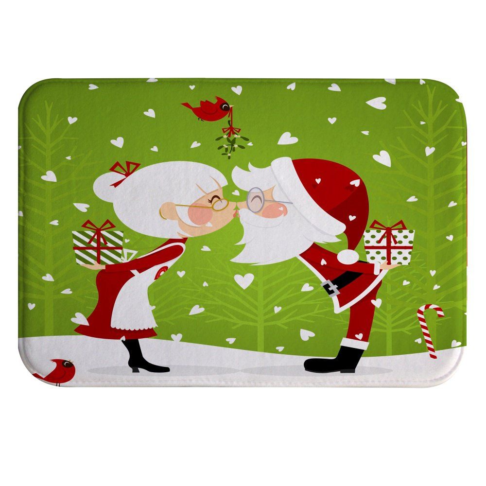 

Christmas Couple 3D Digital Printed Flannel Memory Cotton Mat Mat, Multi