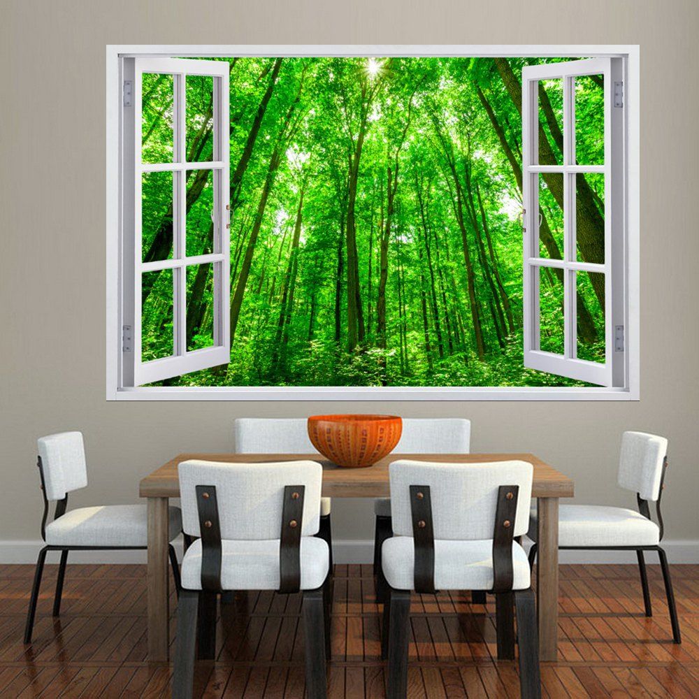 

MailingArt 3D HD Canvas Print Wall Sticker Mural Home Decor Green Woods, Multi