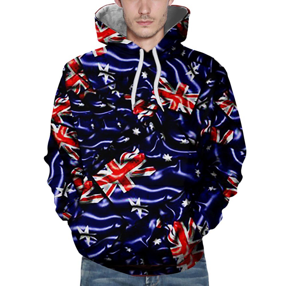 

3D Winter Sports Fashion Flag Logo Print Mens Hoodie, Multi-a