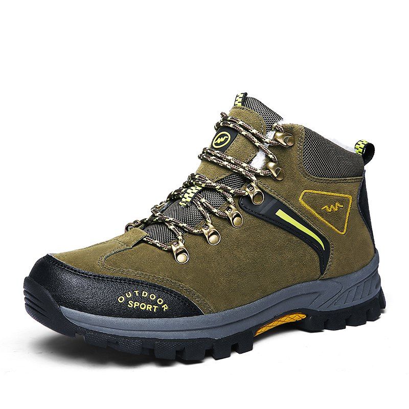 

Men Outdoor High-Top Non-Slip Wear-Resistant Hiking Shoes Cotton Snow Boots, Army green