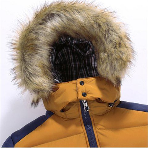 

Men'S Casual Fur Collar Hooded Coat Multi-Color Running Cotton Coat, Yellow
