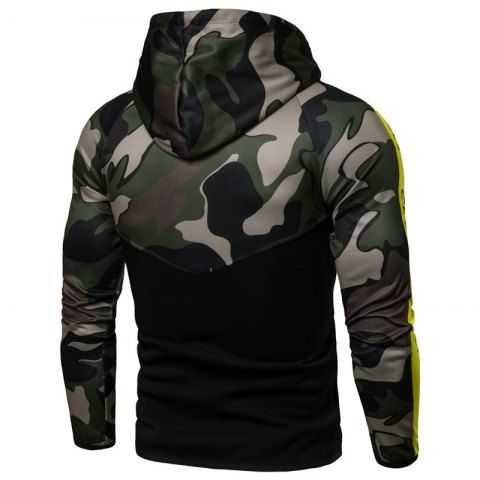 

2018 Sports Fitness Men'S Slim Hooded Camouflage Color Matching Hoodie, Woodland camouflage