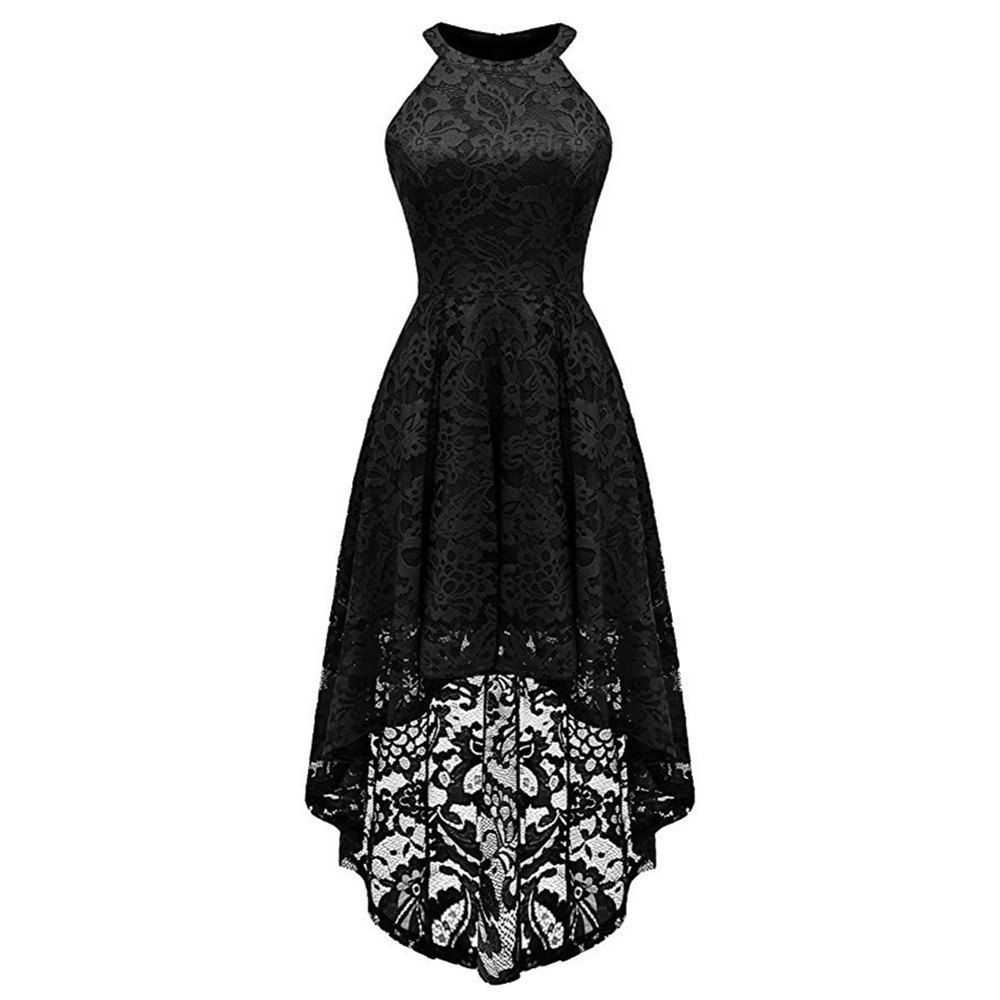 

Women's Lace Neck Sleeveless Dress, Black