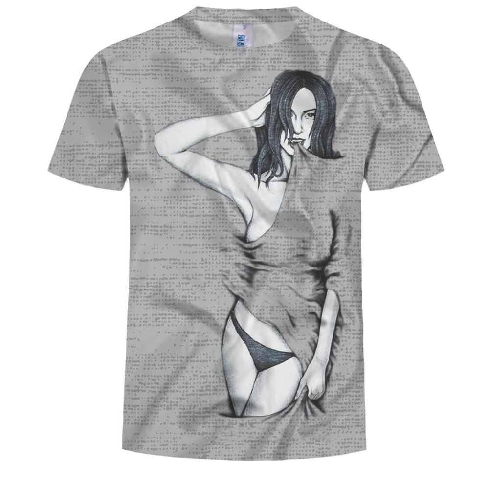 

Fashion New Men's Casual Personality 3D Printing Short-Sleeved T-shirt, Multi-a