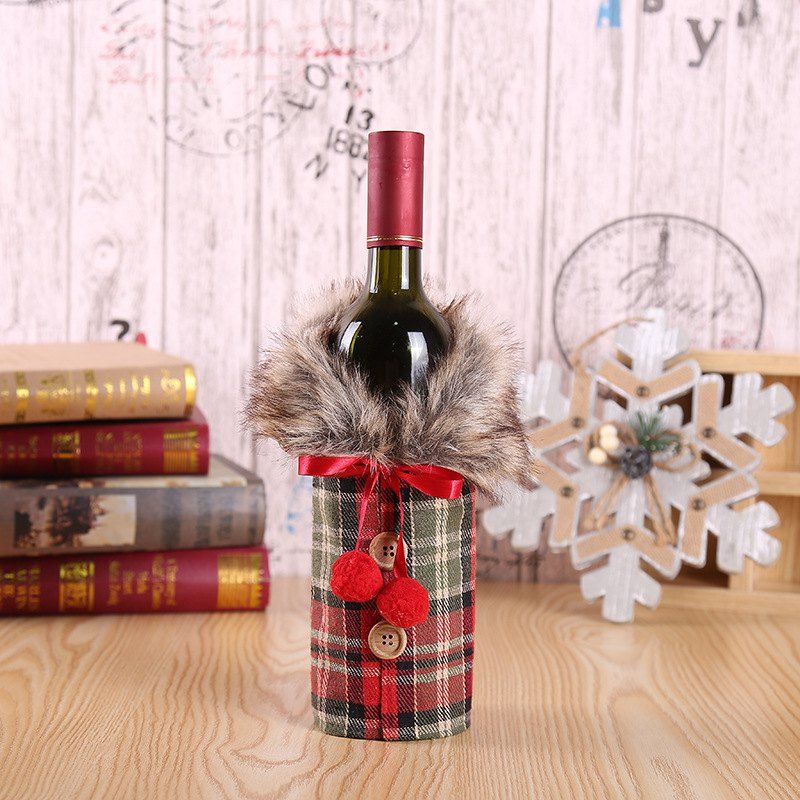 

Christmas New Red Wine Set Bow Bottle Cover, Valentine red