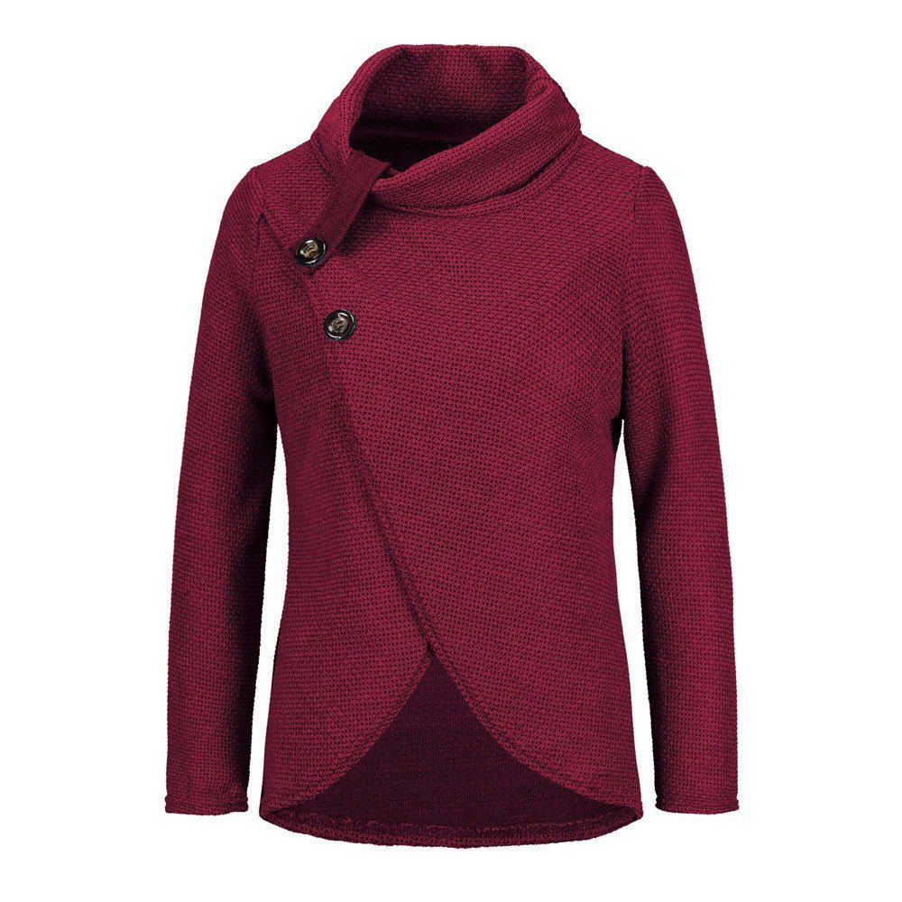 

Women Knitted Pullovers Long Sleeve O Neck, Red wine