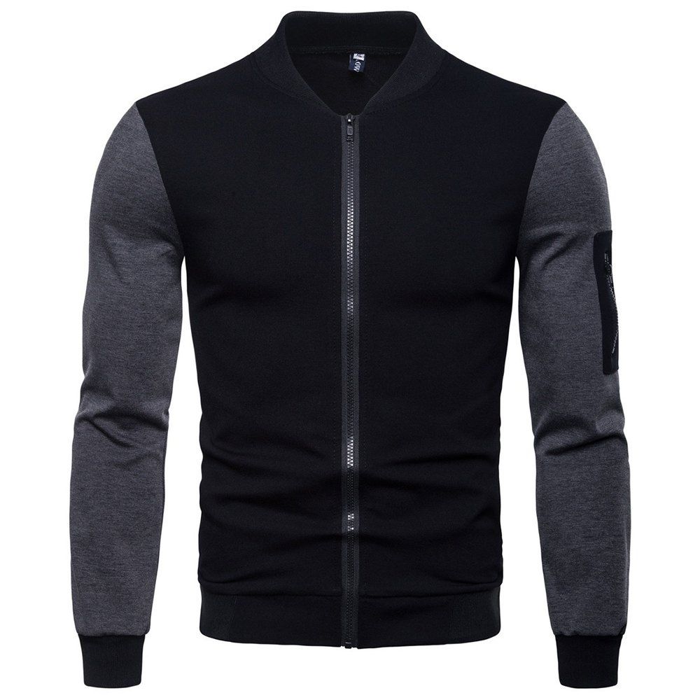 

2018 New Men'S Collar Collar Cardigan Jacket, Black