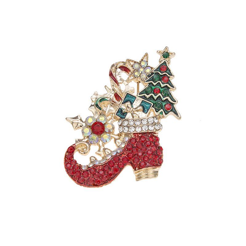 

Beautiful cute Christmas Day pop cartoon Christmas tree brooch, Gold