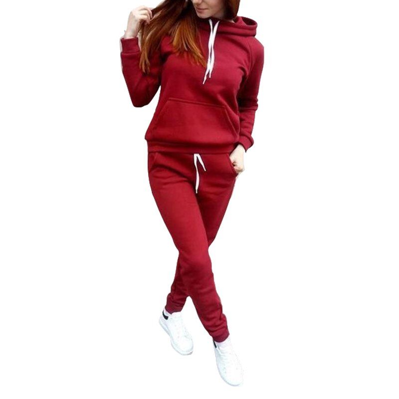 

Women's Fashion Slim Sports Winter Sweater Suit, Ruby red