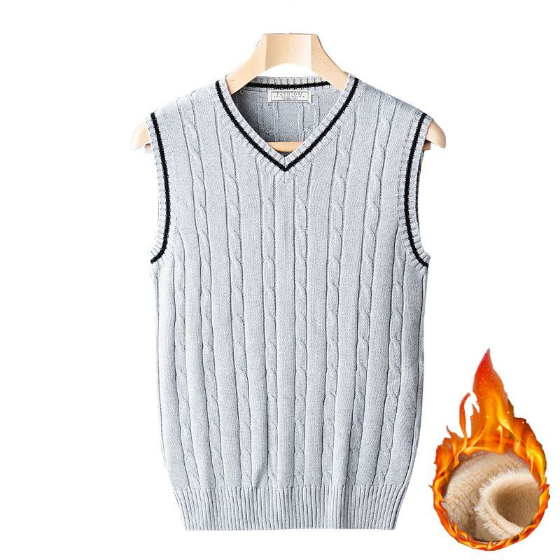 

Casual Fashion Plus Cashmere Warm Round Neck Pullover Knit Sweater, Dark gray