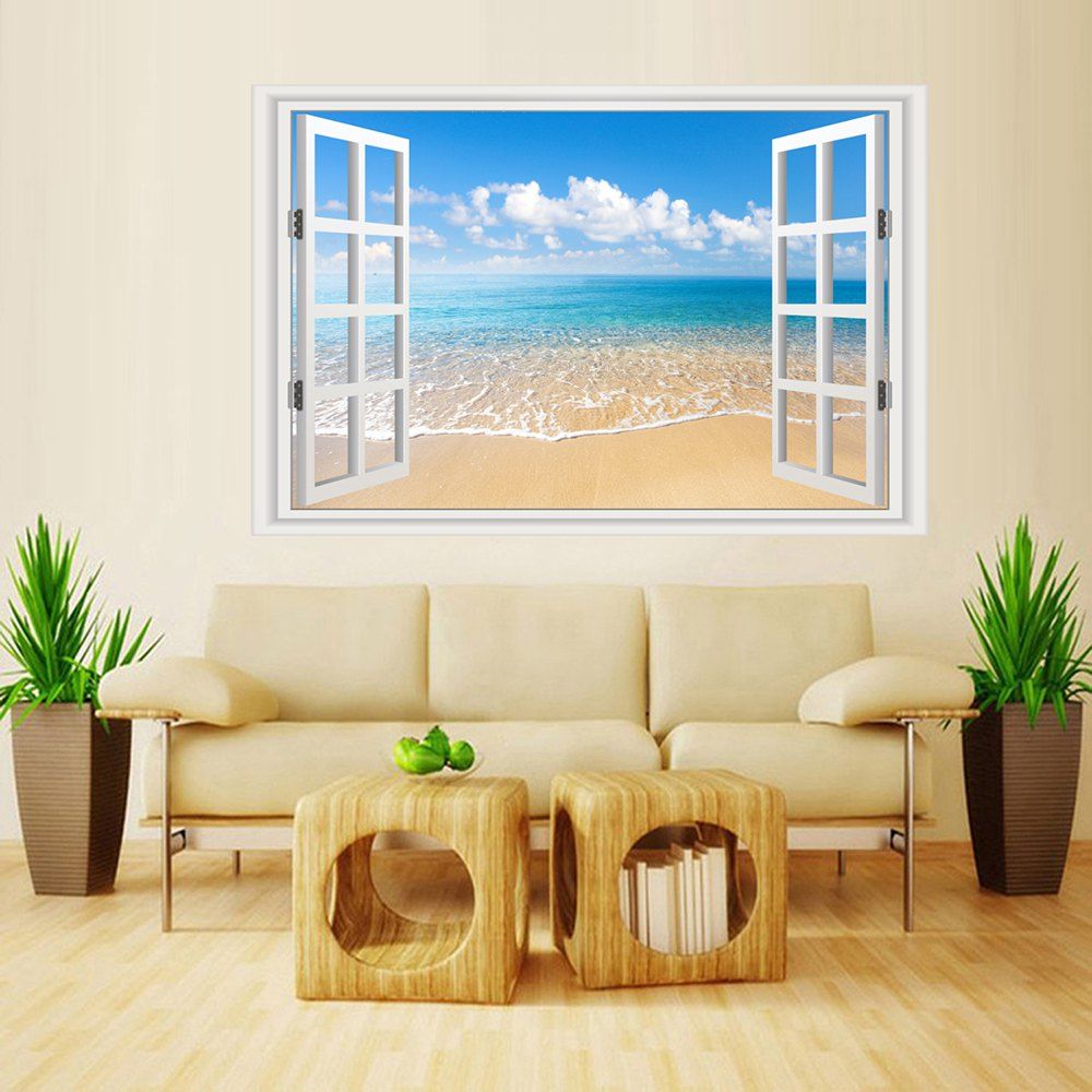 

MailingArt 3D Wall Sticker Mural Home Decor Window Sticker Beach, Multi