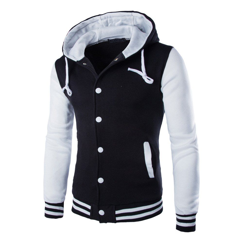

Casual Hooded Button Men's Sweater, White