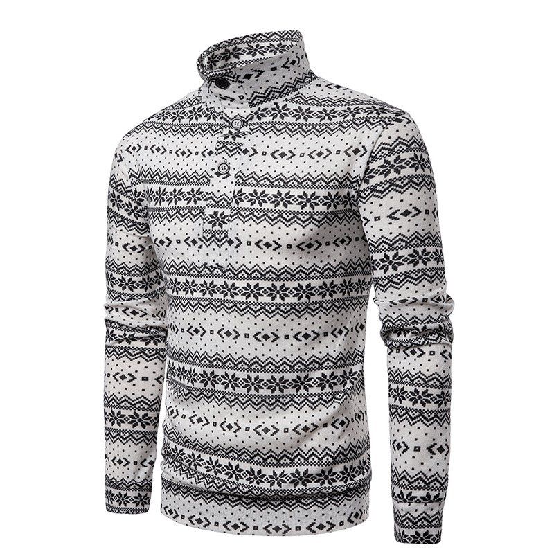 

Christmas Snowflake Men's Sweater Pullover, White