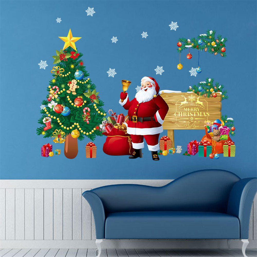 

Christmas Tree Snowman Home Vinyl Window Wall Stickers Home Decor Wall Sticker, Multi-a