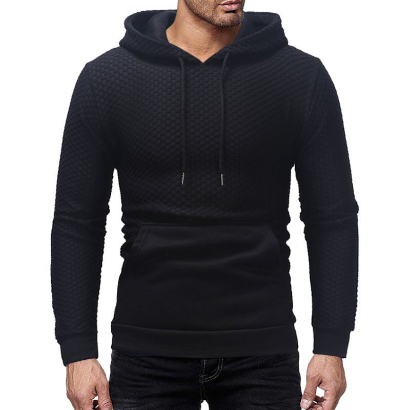 

Men's Fashion Checked Sweater Zipper Pullover, Black