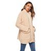 Women Solid Color Thickened Pocket Woolen Stand Collar Plus Size Loose Coat -  