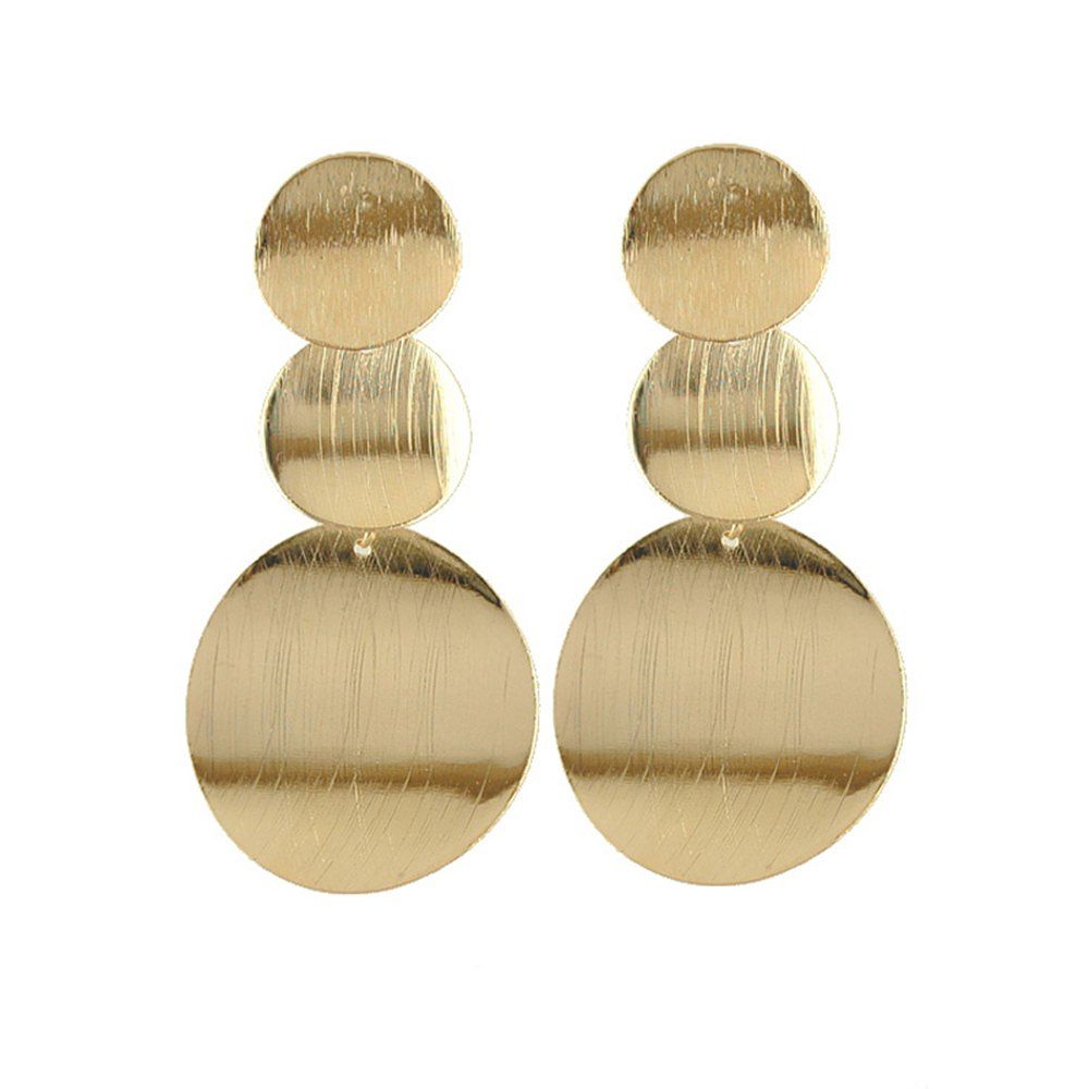 

Geometric Round Exaggerated Metal Brushed Earrings, Gold
