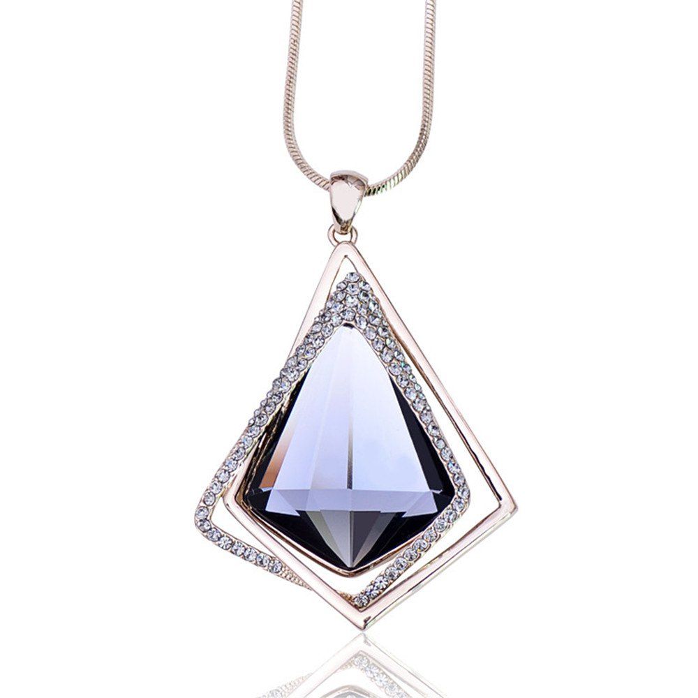

Stylish Simple Geometric Diamond Necklace, Champagne gold