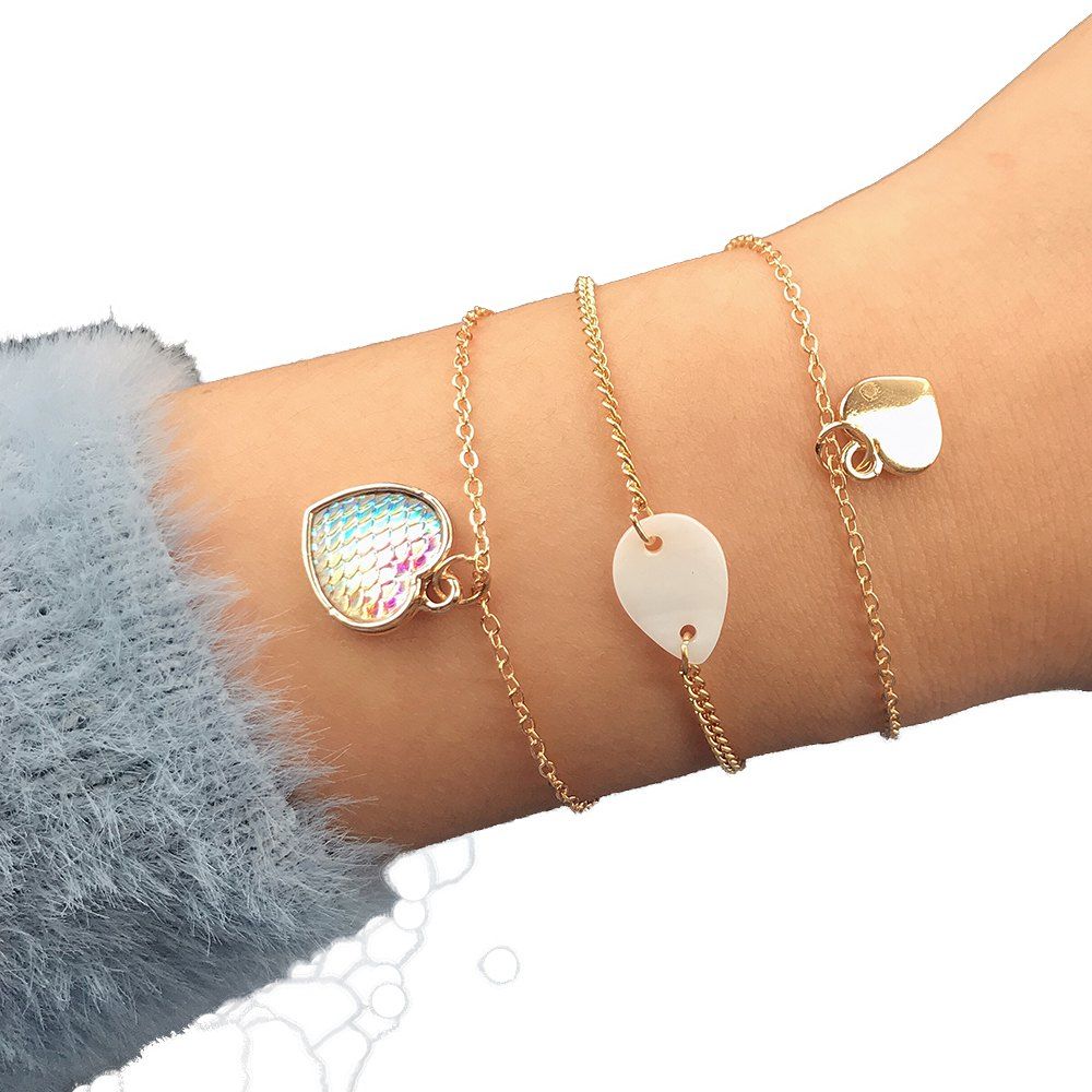 

Popular Personality Love Color Scale Women'S Bracelet Three Piece., Gold