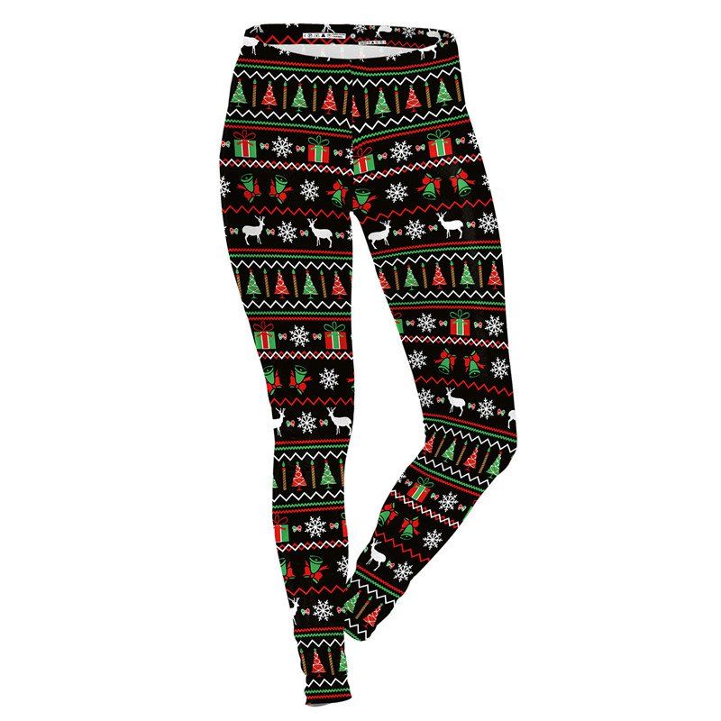 

Christmas Decoration Pattern Print Costume Women Sport Leggings, Black