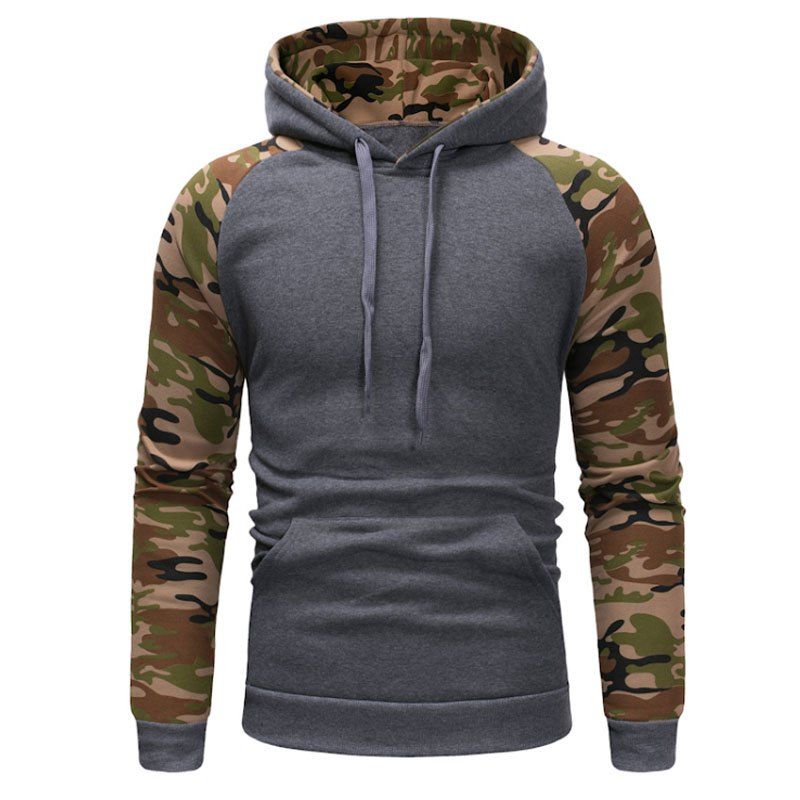 

Men's Camouflage Leisure Time Brush Sleeve Sweater Sweater Pullover, Gray