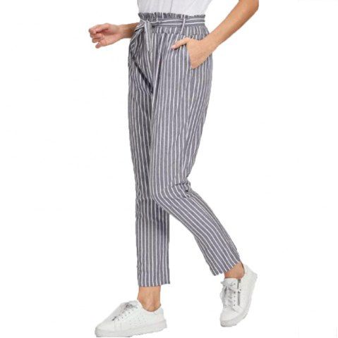 Pantalones A Rayas Para Mujer Gris Rosegal Com Spain