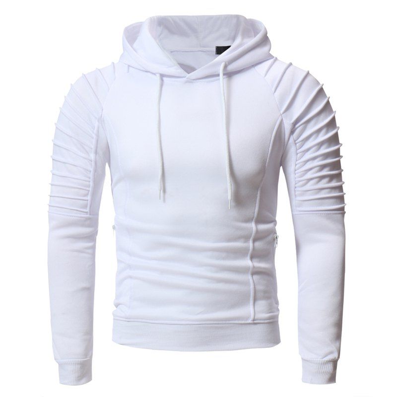 solid pleated hoodie