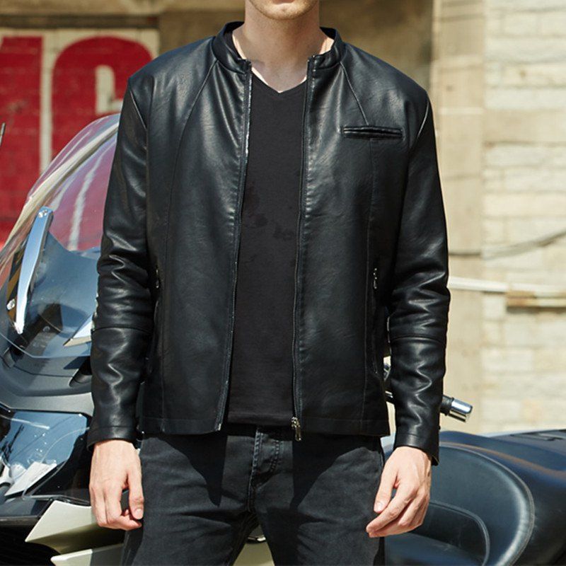 Men S Youth Pu Leather Jacket Autumn Thin Coat