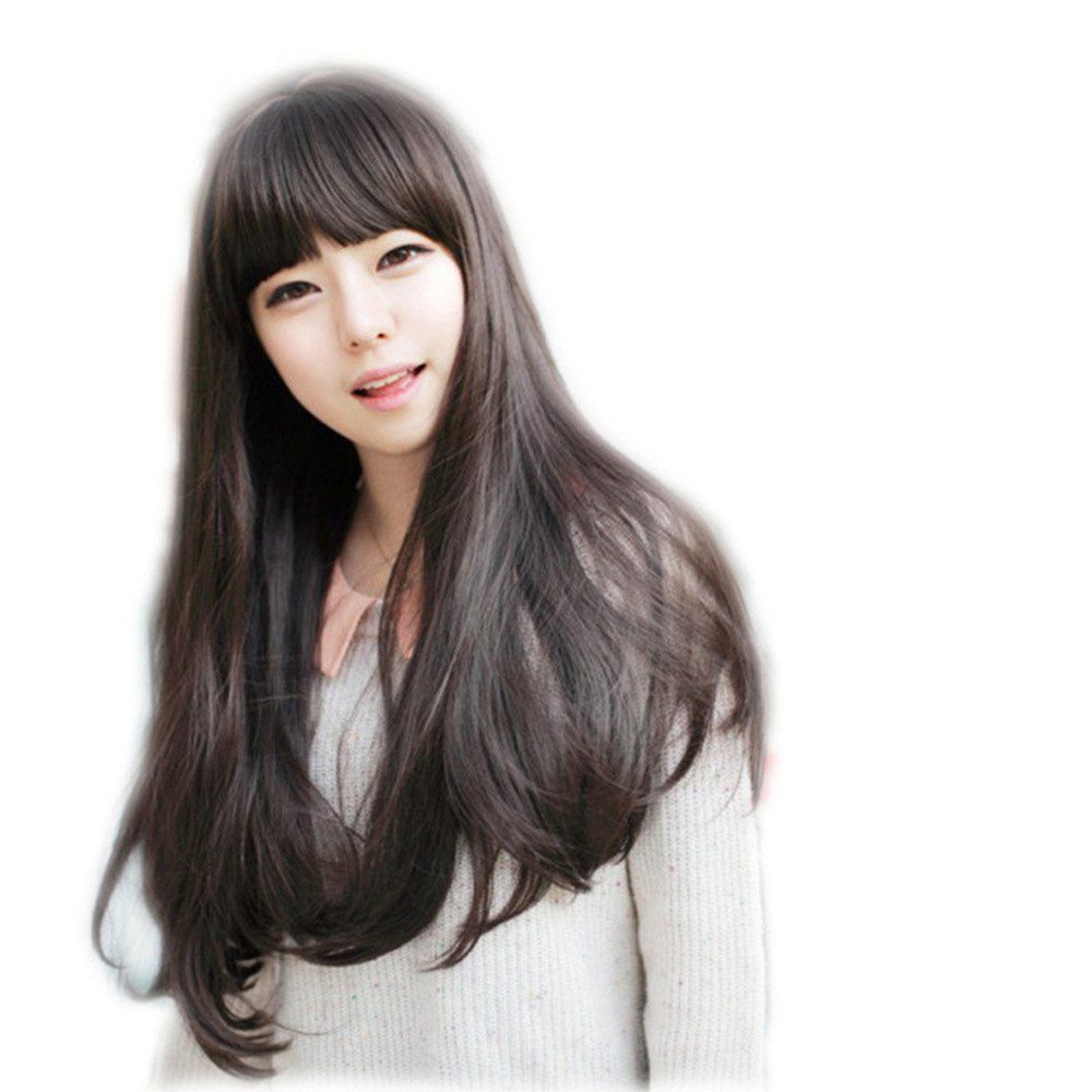 

Fashion and Lovely Lady Pear Flower Head Bouffant Long Curly Hair Black Brown, Taupe
