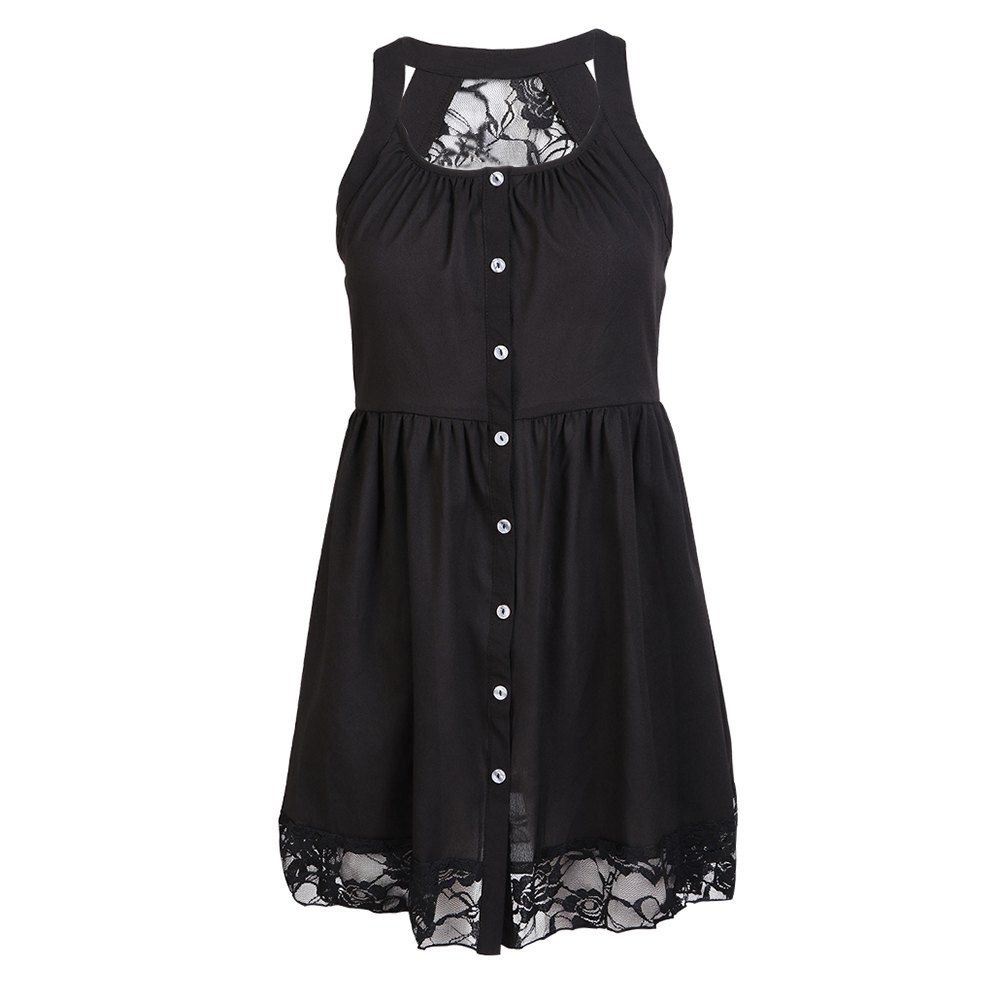 

HAODUOYI Women's Sexy Lace Stitching Dress Black
