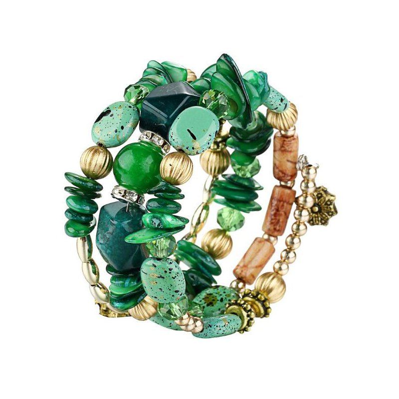 

Vintage Multi-Layered Turquoise Twisted Bracelet, Green