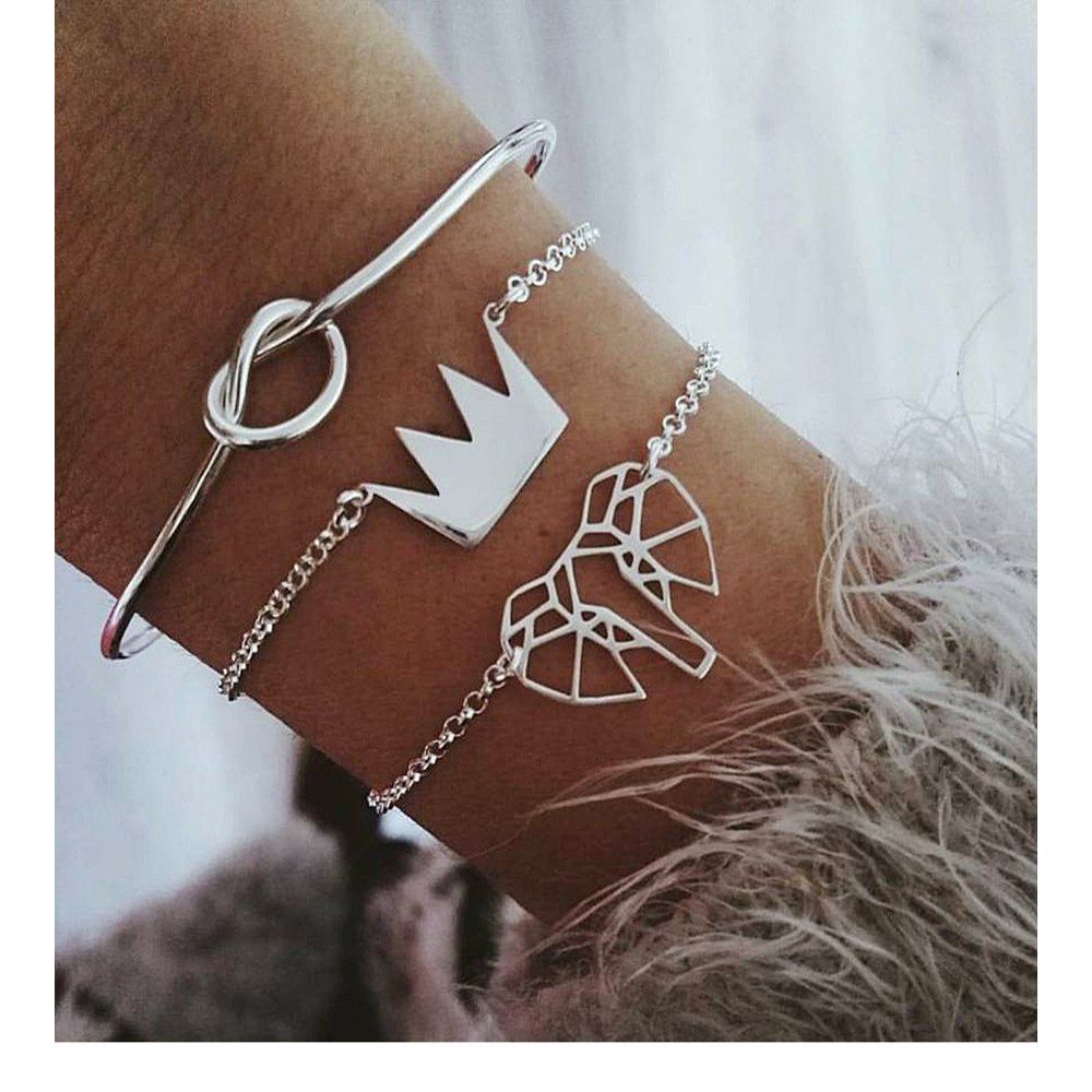 

Women'S Fashion Metal Knot Bracelet Crown Personality Bracelet, Silver