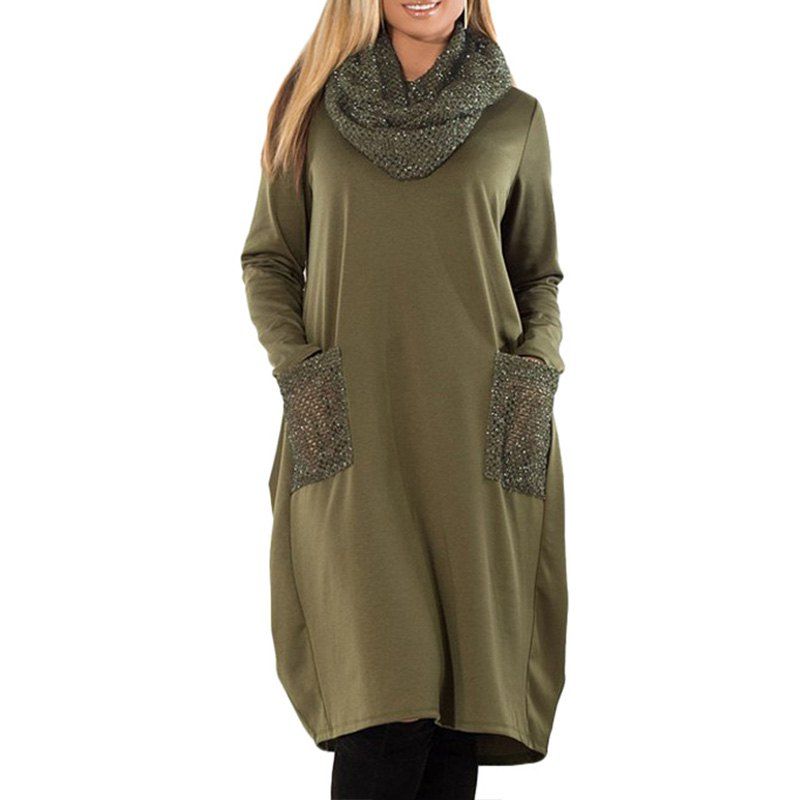 

Large Size Women Dress Loose Long Sleeve Dress Plus Size Women, Green