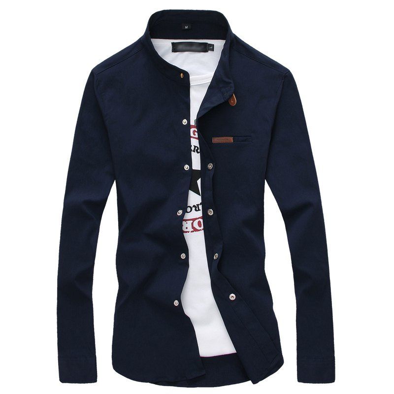 

Fashion Slim Long Sleeved Shirt, Cadetblue