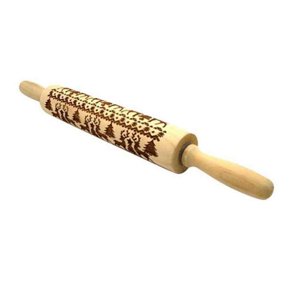 Unique Rolling Pins with Christmas Deer Pattern for Baking Cookies In Kitchen Tool Big  