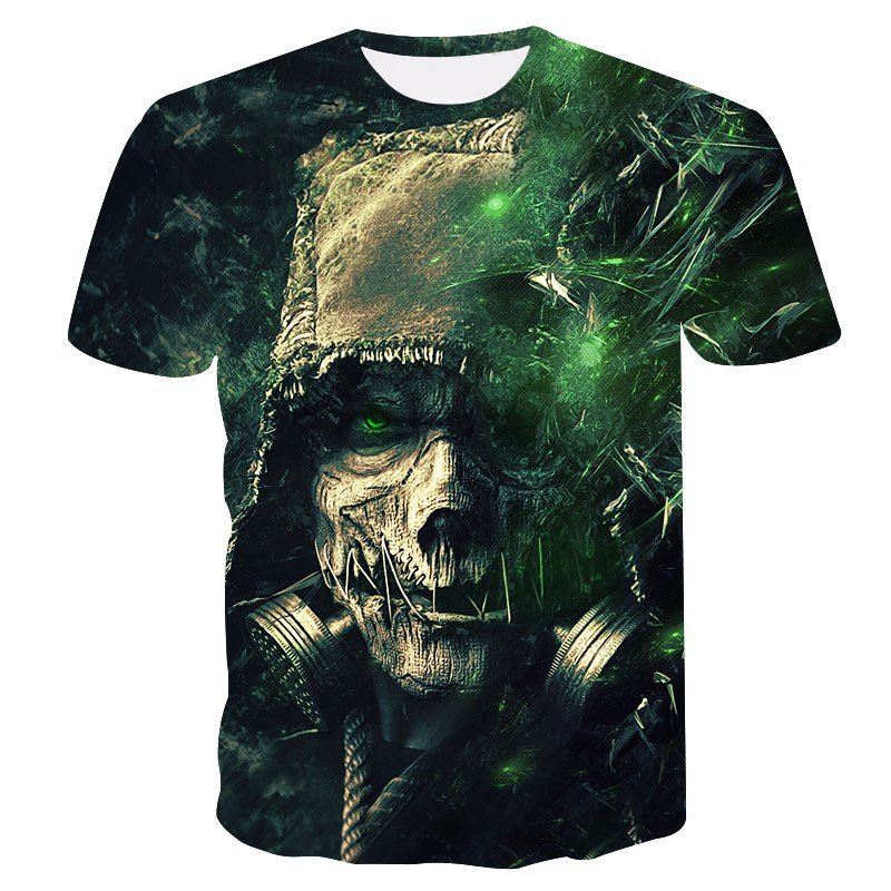 New Men Casual Fashion 3D Printing Strange Short T-Shirt, Multi