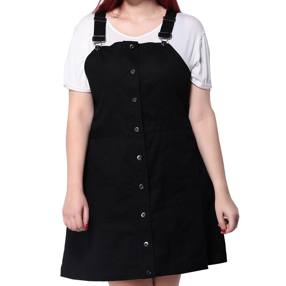 black button up overall dress