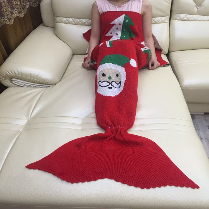 2018 Christmas Wool Knitted Fish Tail Blanket Sofa Fancy Christmas Wool Knitted Fish Tail Blanket Sofa